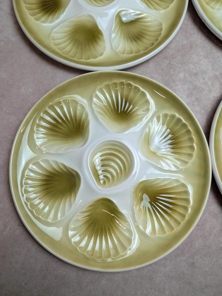 Lot de 6 assiettes à huîtres / coquillages vintage Moulin des Loups