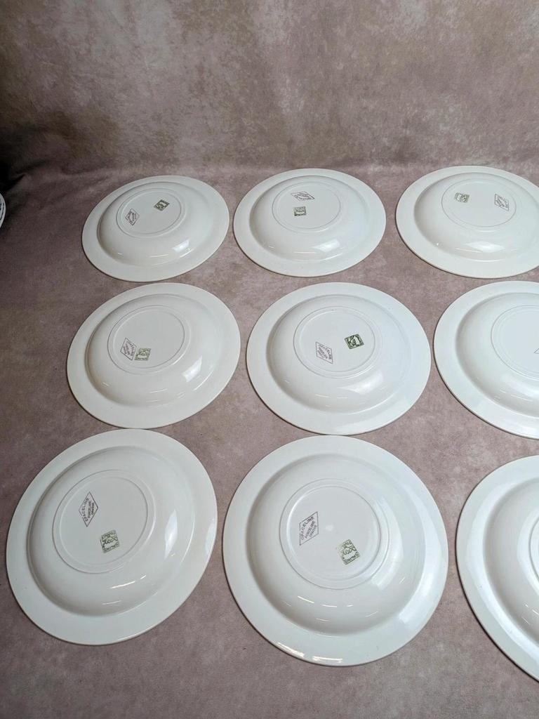 Lot de 12 assiettes creuses Opaceline Salins liseré doré vintage