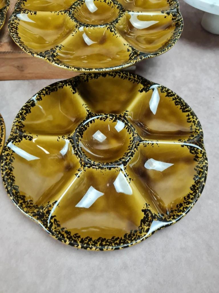 Lot de 8 assiettes à huîtres Gien, magnifique service vintage
