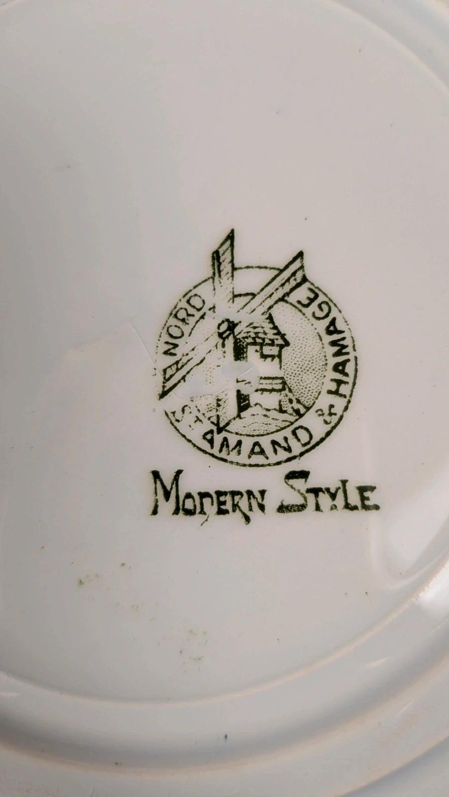 Lot de 4 assiettes creuses anciennes Saint-amand – Terre de fer – Modèle Modern Style