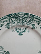 Assiette plate ancienne Terre de fer A. Lebacqz & M. Bouchard – décor Floral vert 💚