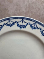 Assiette ancienne anglaise Crescent Ware Empire England décor bleu guirlandes