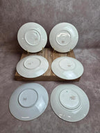 Lot de 6 assiettes à dessert anciennes Longwy – Modèle Violettes – Décor polychrome Art nouveau