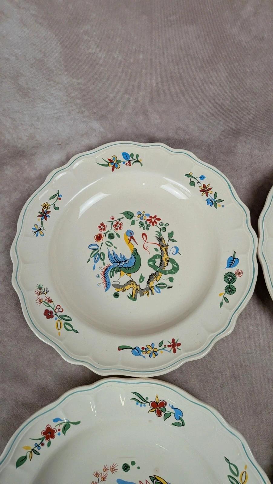 Lot de 5 assiettes creuses Salins décor oiseaux