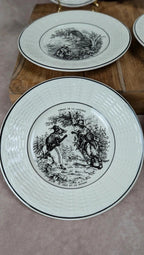 6 assiettes à dessert – Fables de La Fontaine Digoin Sarreguemines