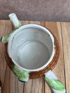 Théière vintage en forme de maison – céramique émaillée cottage