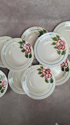 Lot de 9 assiettes creuses Sarreguemines modèle Liliane