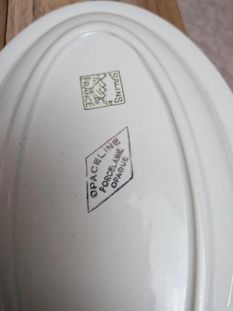 Lot de 3 plats ovales Opaceline Salins liseré doré vintage