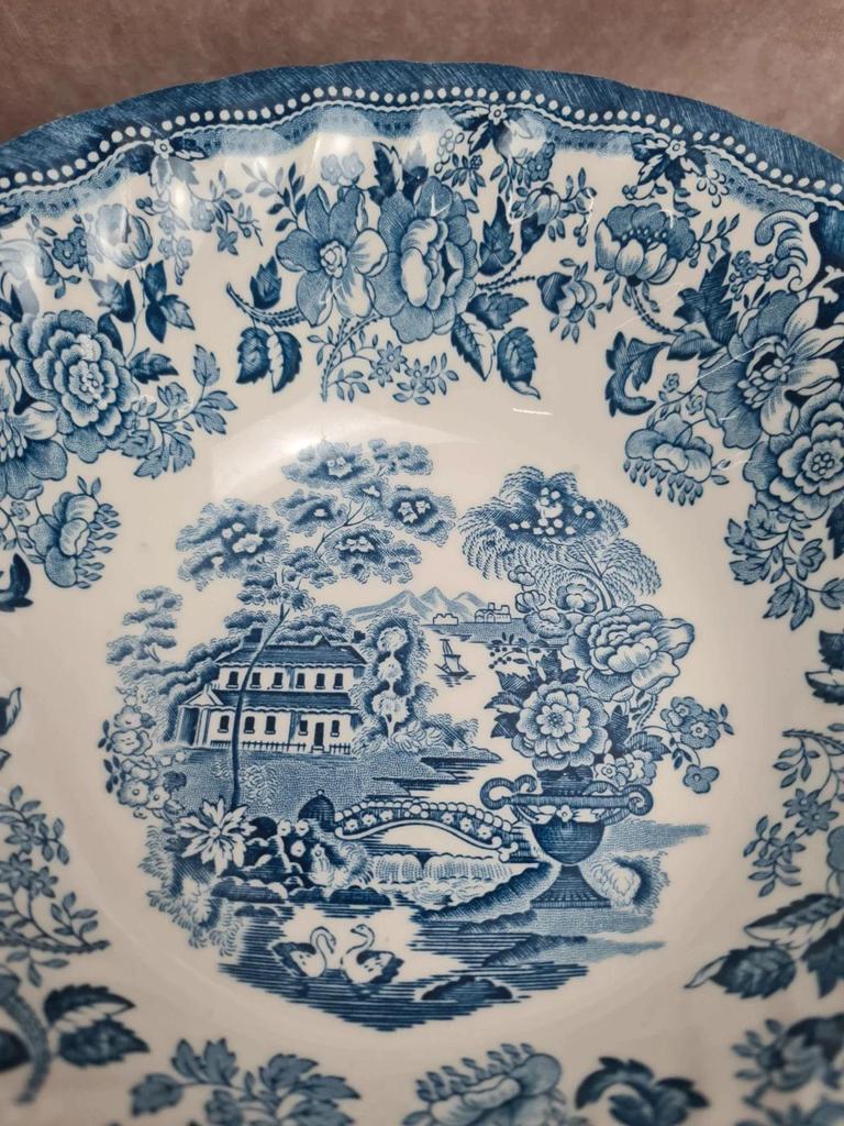 Saladier vintage Myott Meakin toile de Jouy bleu – faïence anglaise – décor champêtre