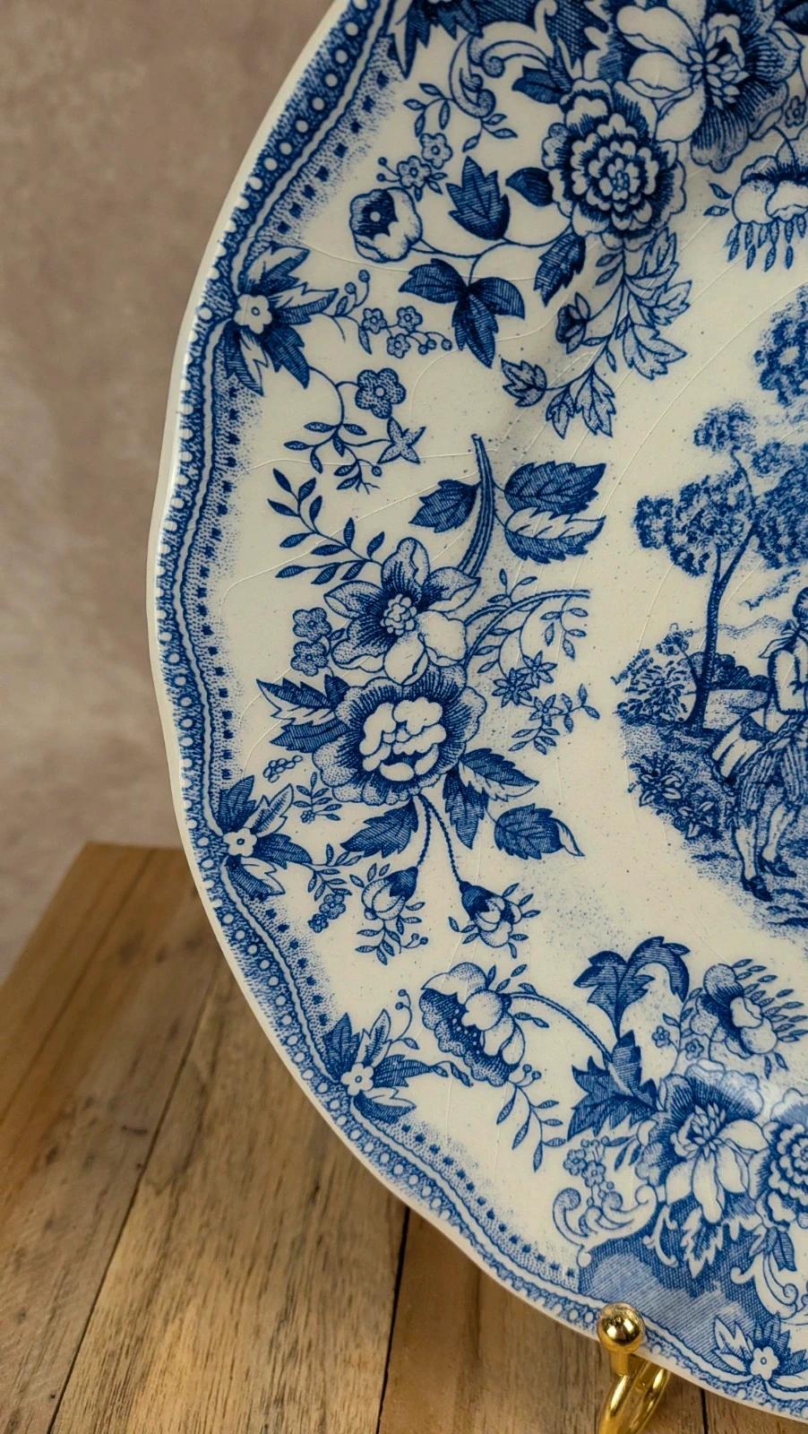 Assiette décor bleu romantique Ironstone