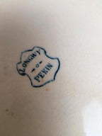 Plat ovale ancien en terre de fer Longwy modèle Pékin