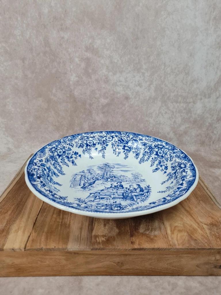 Grand saladier Kg Lunéville – Modèle Toile de Jouy – Spécial Grand Feu 🇫🇷