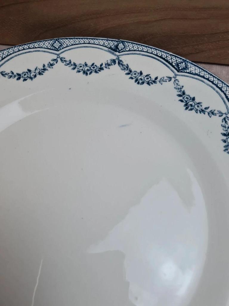 Lot de 6 assiettes à dessert anciennes Salins “petit Trianon” terre de fer bleu 💙🍰