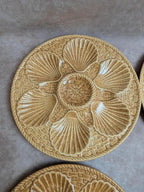 Lot de 7 assiettes à huîtres Longchamp barbotine coquillages vintage