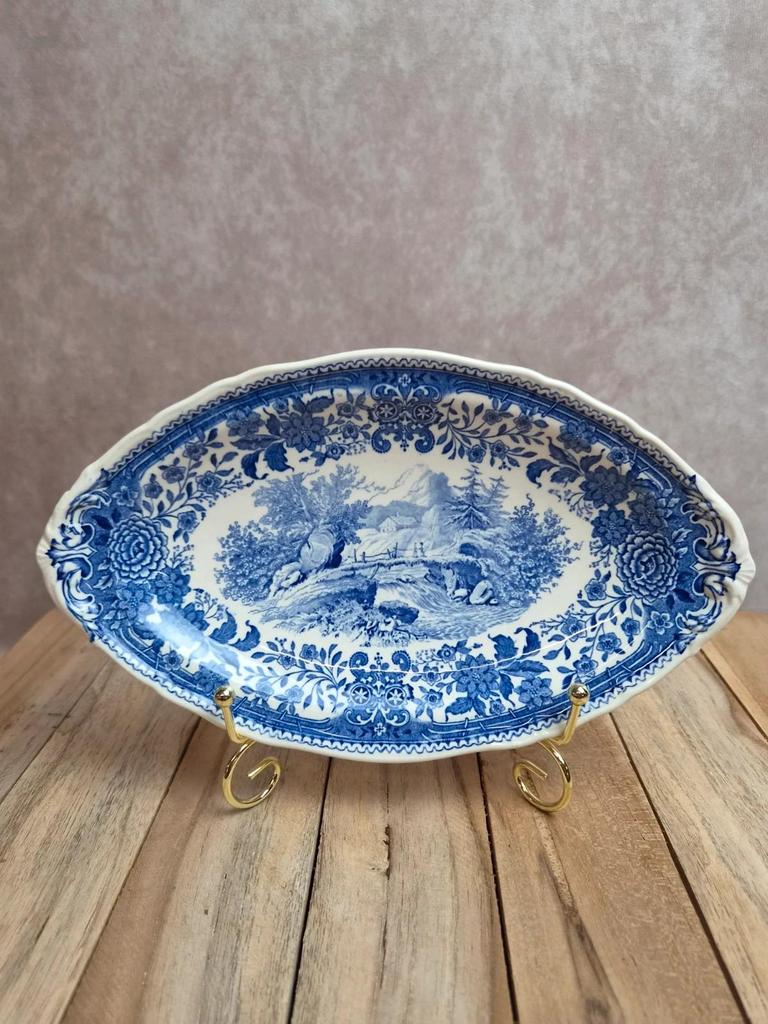 Ravier ancien Villeroy & Boch Burgenland – Décor bleu paysage et fleurs