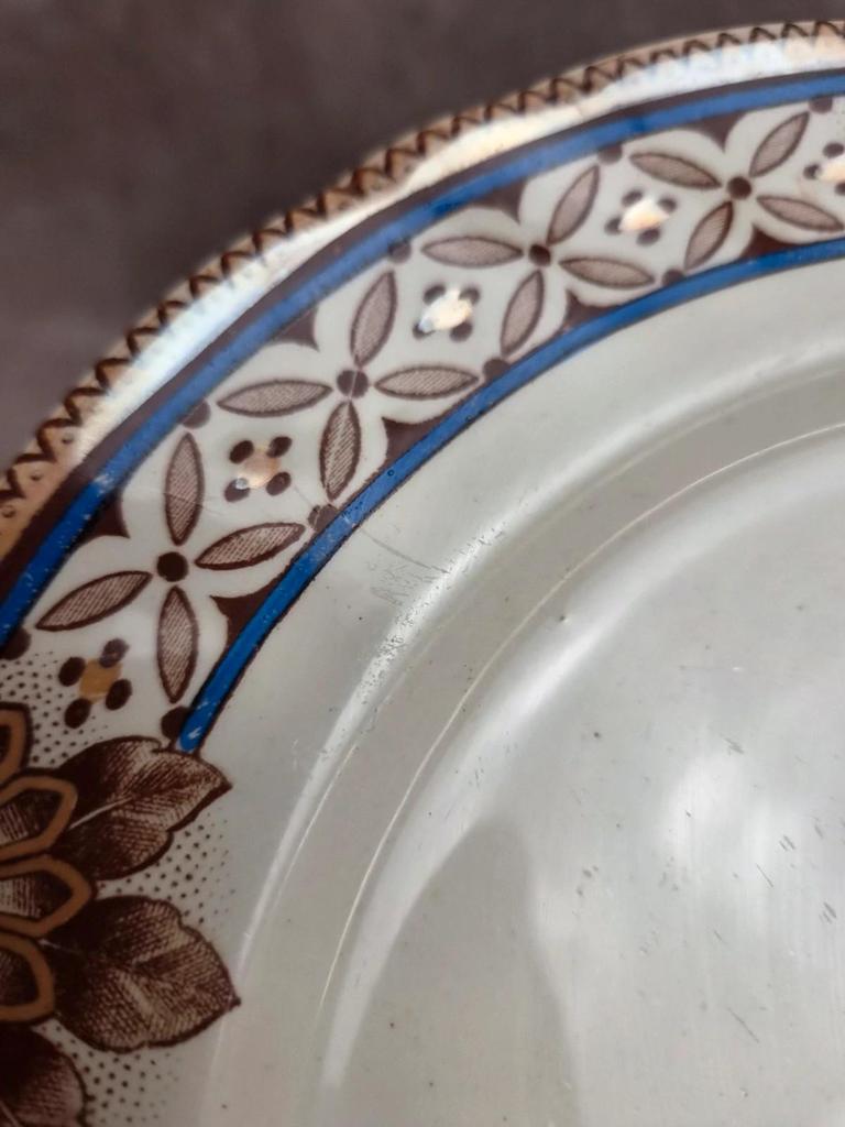 Compotier ancien Creil et Montereau B & Cie – faïence fine polychrome Xixe