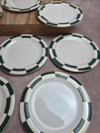 Lot de 10 assiettes à dessert Salins – Opaceline Jamier Vert – damier vintage