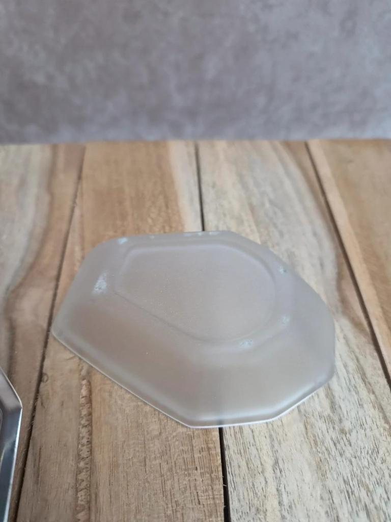 Beurrier à caviar Art déco vintage métal argenté verre dépoli coquille