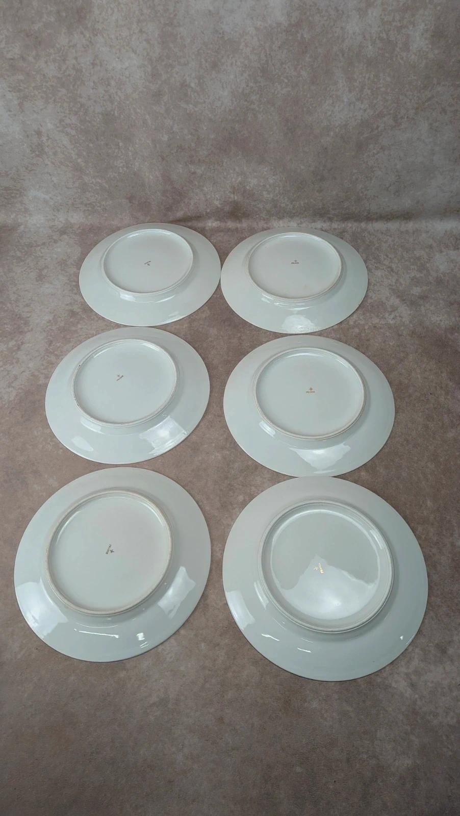 Lot de 6 assiettes plates anciennes porcelaine française