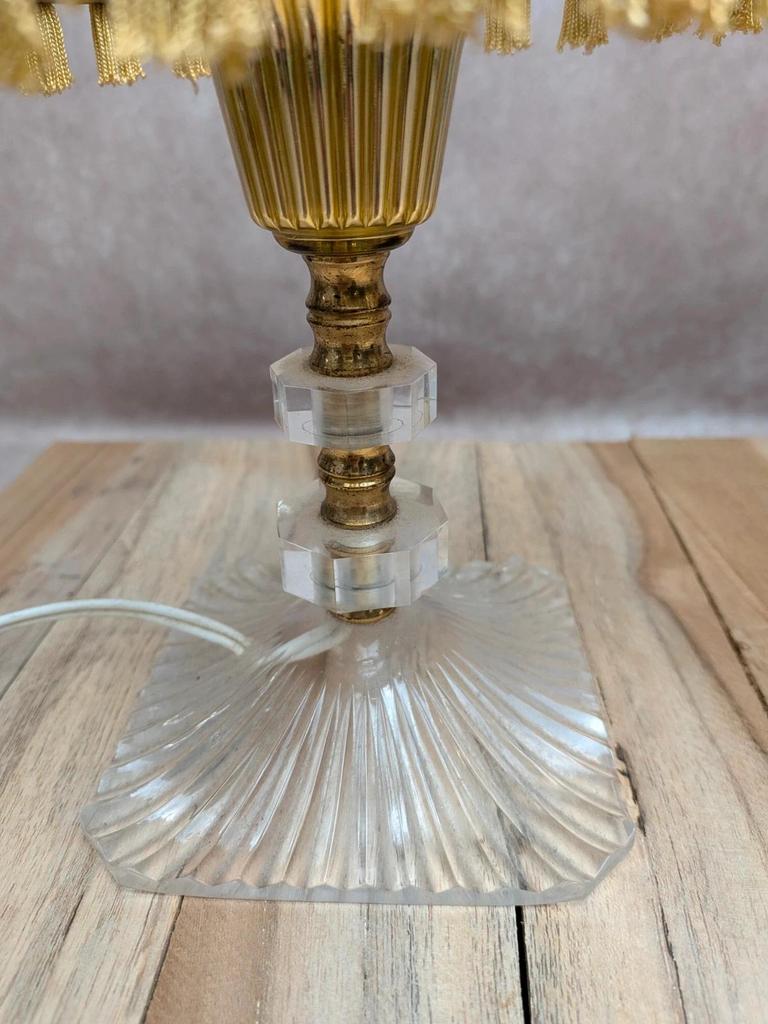 Paire de lampes vintage plexiglas & métal doré