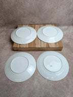 Lot de 4 assiettes plates en terre de fer Hamage Nord – Fleurs polychromes et dorures
