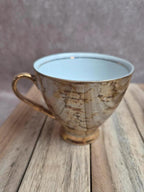 Ensemble tasse & bol en porcelaine Karolina – décor marbré or – Made in Poland