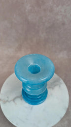 Bougeoir ancien en albâtre bleu