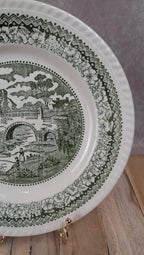 Assiette anglaise ancienne décor paysage vert