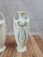 Paire de vases Art nouveau Arnhem 🇳🇱 faïence peinte main vers 1911 🌿