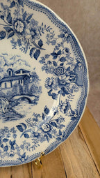 Assiette décor bleu romantique Ironstone