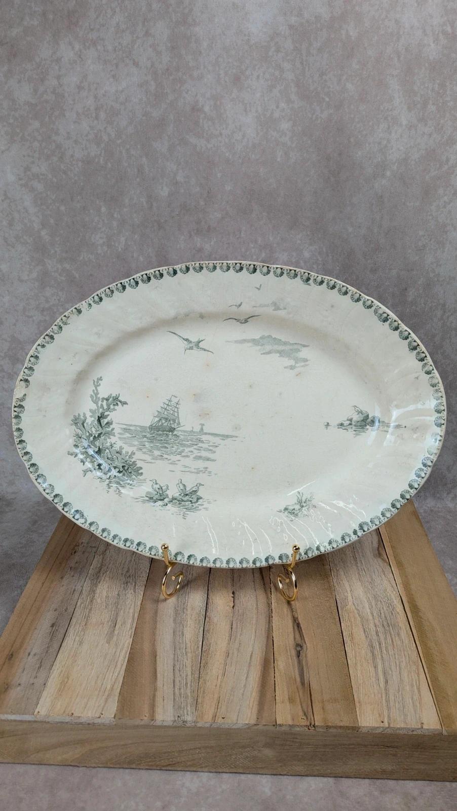 Grand plat ancien Gien – modèle Océan