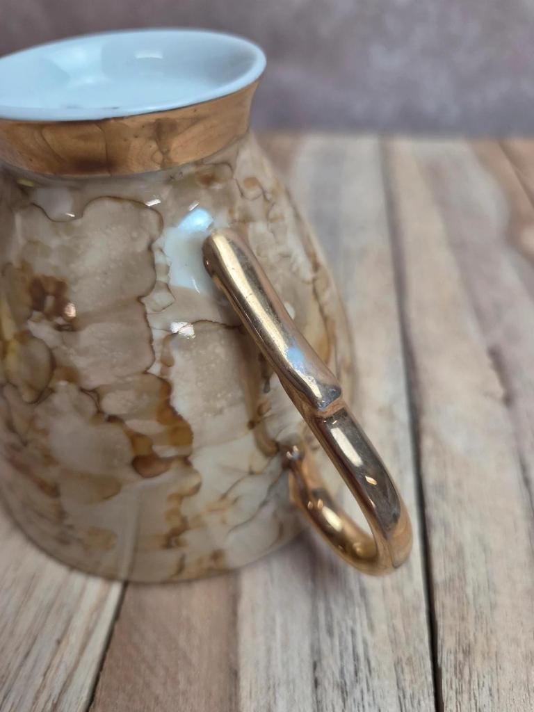 Ensemble tasse & bol en porcelaine Karolina – décor marbré or – Made in Poland