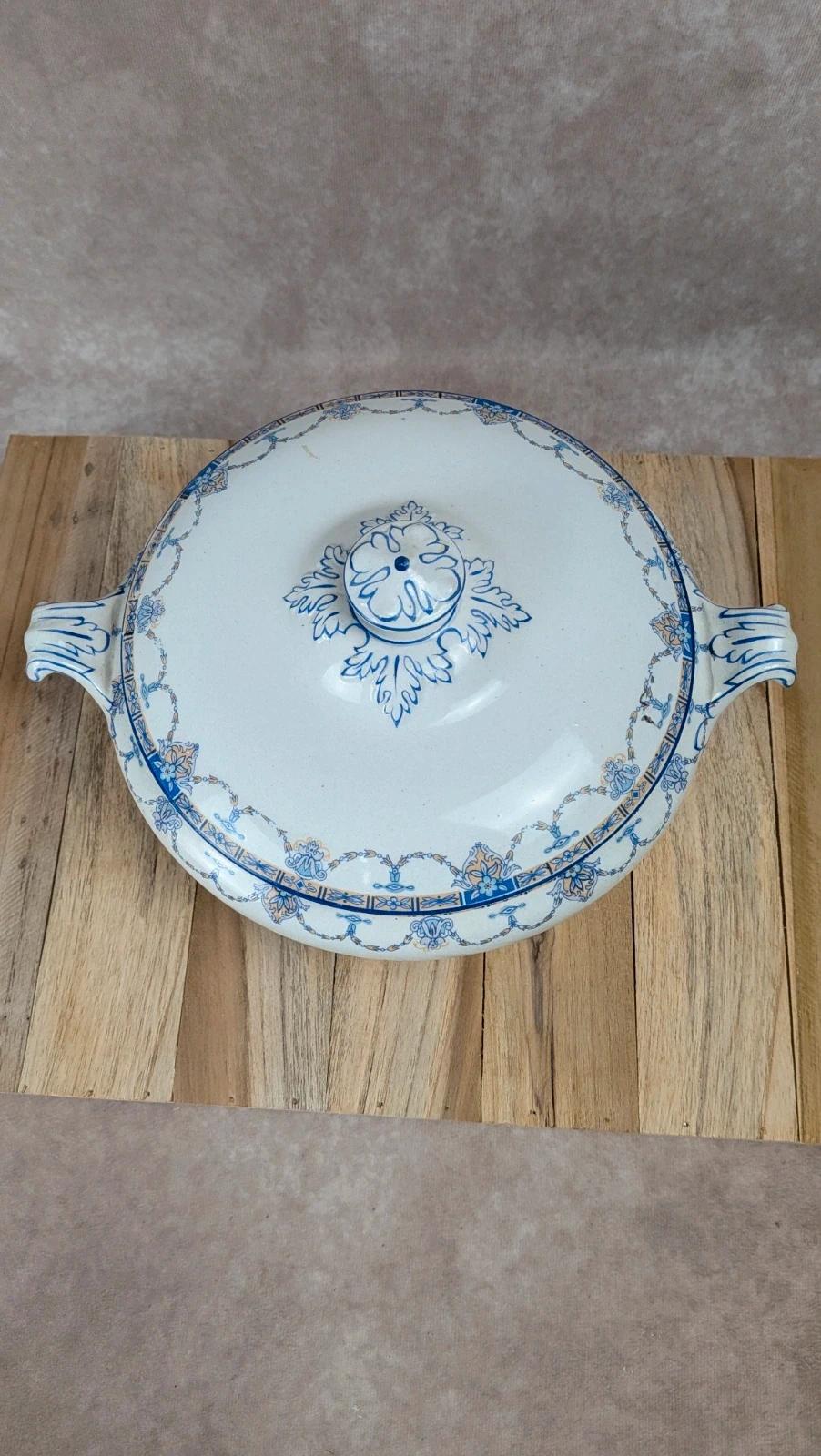Soupière vintage Palissy England bleu & blanc