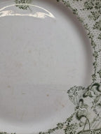 Assiette ancienne terre de fer Creil et Montereau modèle Compiègne verte