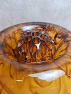 Coupe centre de table Art Déco Davidson “cloud Glass” ambré – pique fleurs vintage anglais