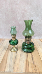 Lot de 2 lampes à huile vintage vertes