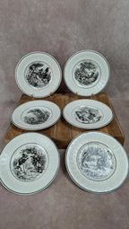 6 assiettes à dessert – Fables de La Fontaine Digoin Sarreguemines