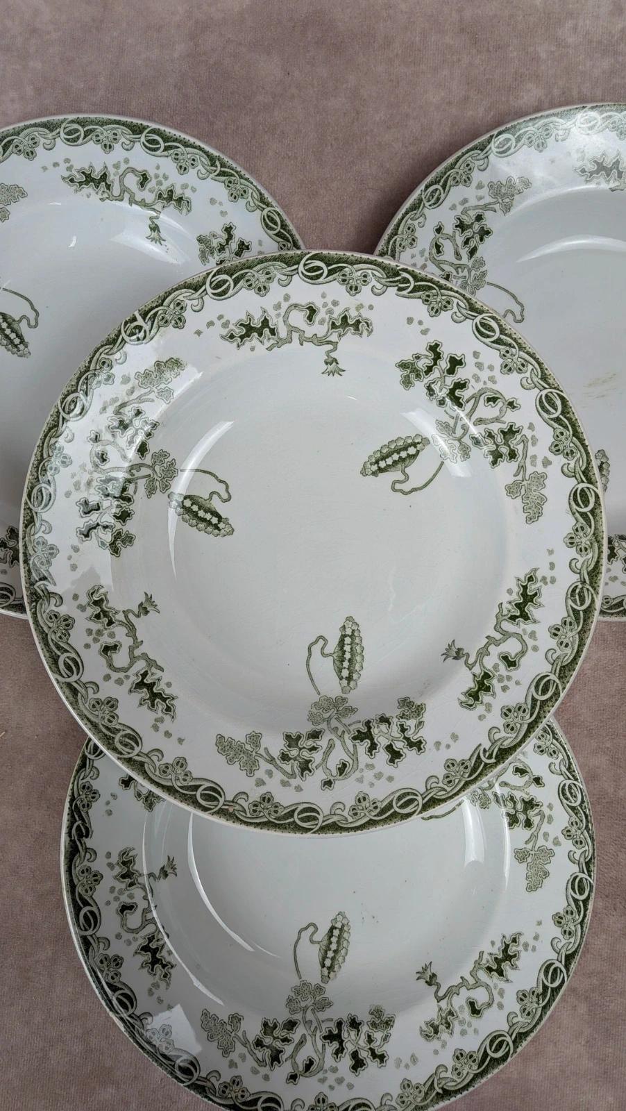 Lot de 4 assiettes creuses anciennes Saint-amand – Terre de fer – Modèle Modern Style