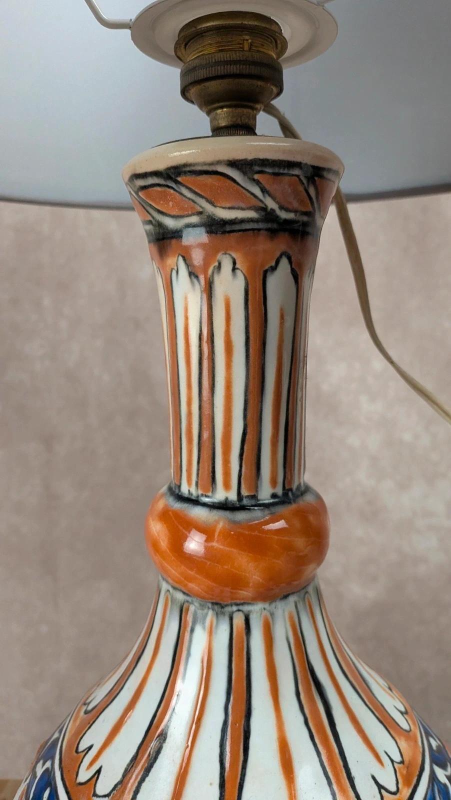 Pied de lampe en faïence style Iznik