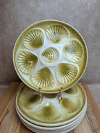 Lot de 6 assiettes à huîtres / coquillages vintage Moulin des Loups