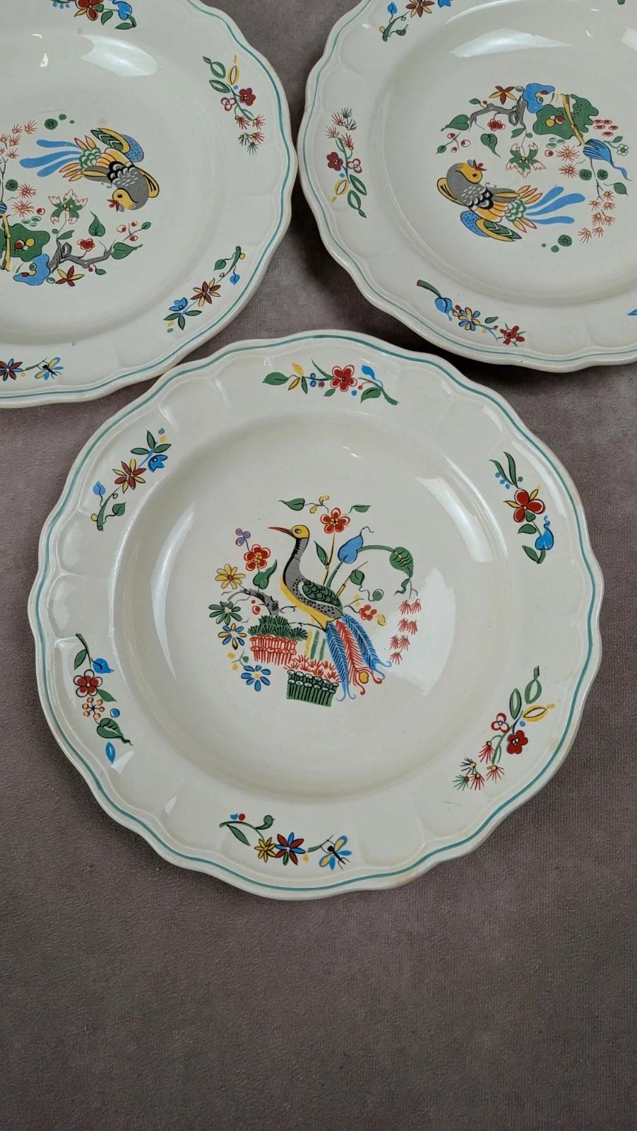 Lot de 5 assiettes creuses Salins décor oiseaux