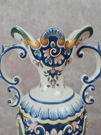 Vase faïence Desvres signé Maryse Rigaut 🎨 décor Rouen peint main