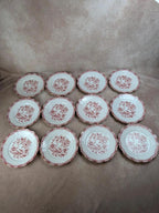 Lot de 12 assiettes plates Seltmann Weiden Bavaria Theresia rouge