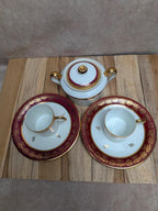 Service café Limoges porcelaine dorée
