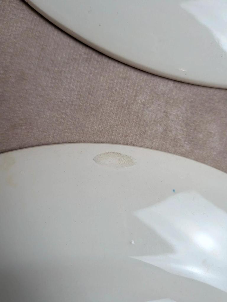 Lot de 6 assiettes plates en terre de fer Digoin Sarreguemines – Modèle Poupette – Vintage