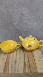 Ensemble Lipton vintage théière tasse empilable jaune