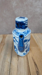 Théière chinoise bleu blanc décor paysage
