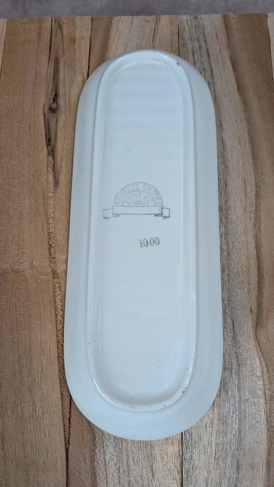 Porte-peigne ancien porcelaine Nouvelles Galeries Paris décor géométrique