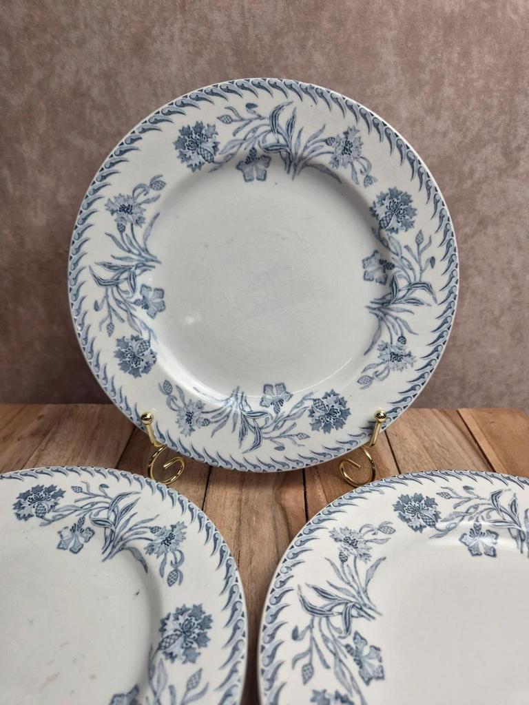 Lot de 3 assiettes à dessert anciennes Lunéville – Modèle Lutèce