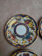 Lot de 4 soucoupes peintes à la main Thaïlande – Décor floral polychrome et dorures